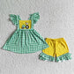 GSSO0056 Baby Girl Summer Embroidery Tractor Chick Shorts Outfit