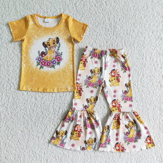 GSPO0017 Baby Girl Lion Flower Bell Pants Set