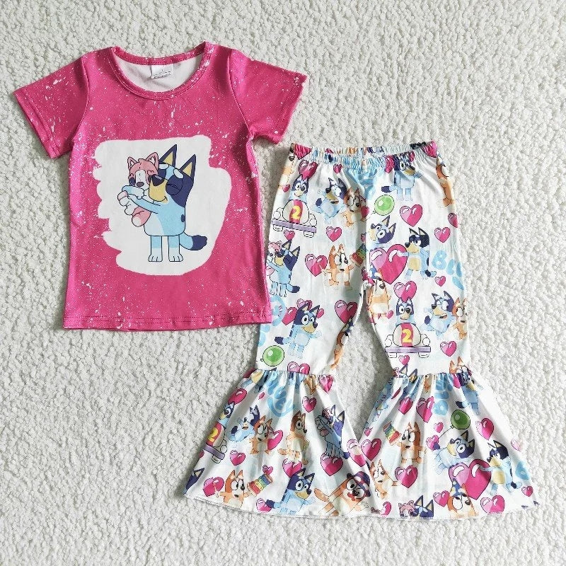 GSPO0066 Baby Girl Dog Love Bell Pants Set