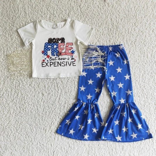 NC0002 Baby Girl July 4th Tassel Blue Star Bell Set