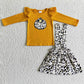 GLD0008 Baby Girl Embroidery Leopard Pumpkin Top Skirt Outfit