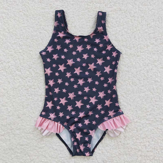 S0048 Baby Girl Stars One Piece Summer Swimsuit