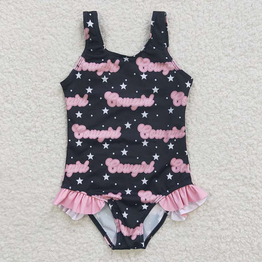 S0050 Baby Girl Western Cowgirl One Piece Summer Swimsuit