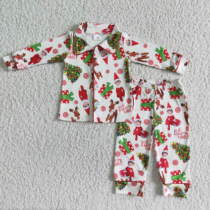 6 B4-39 Christmas Baby Boy Pants Pajamas Cartoon Sleepwear Set