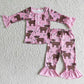 6 C11-23 Western Cow Baby Boy Green Pajamas Outfit