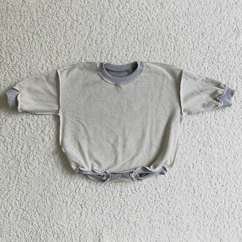 LR0240 Baby Kids Grey Cotton Romper
