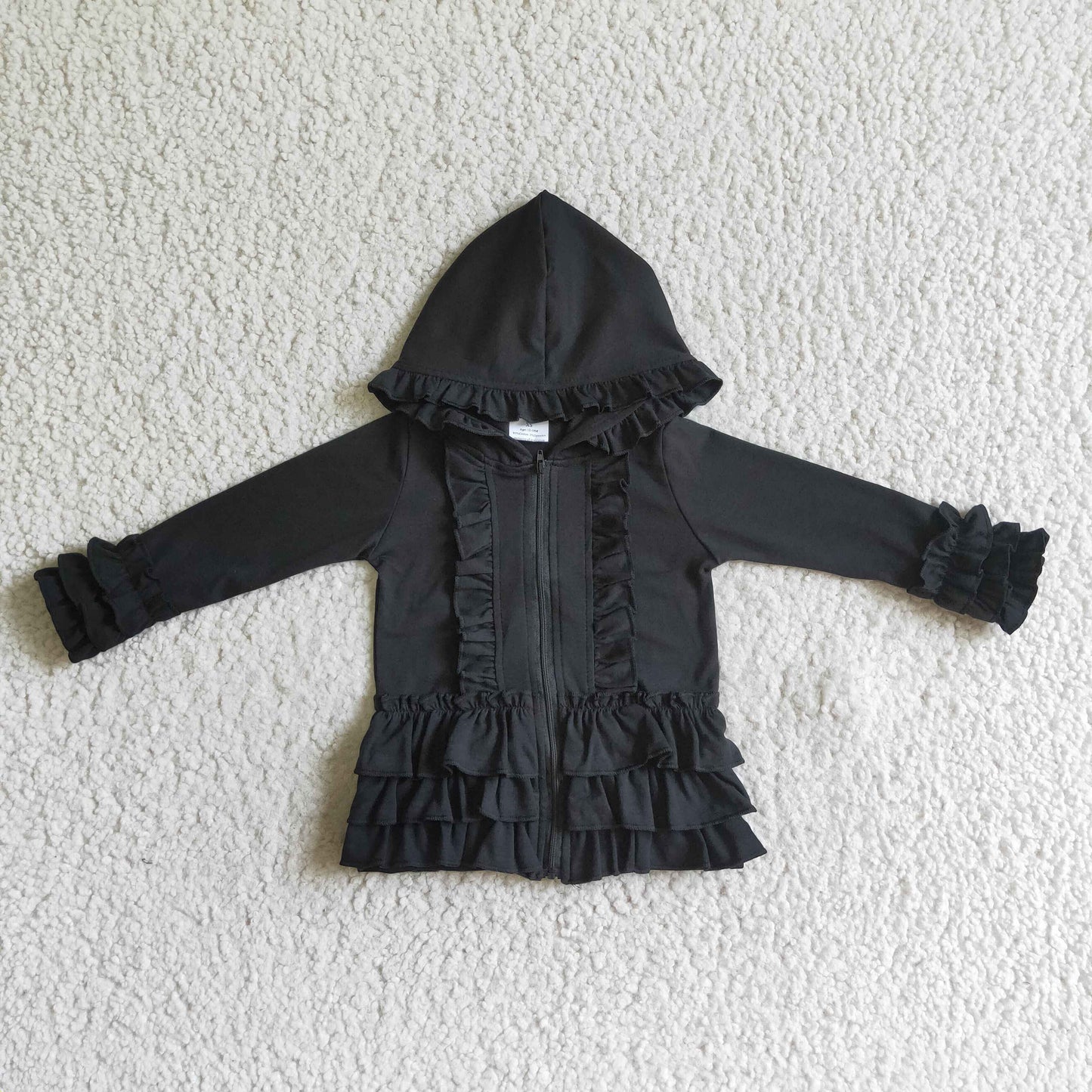 GT0016 Baby Girl Black Hoodie Cotton Coat