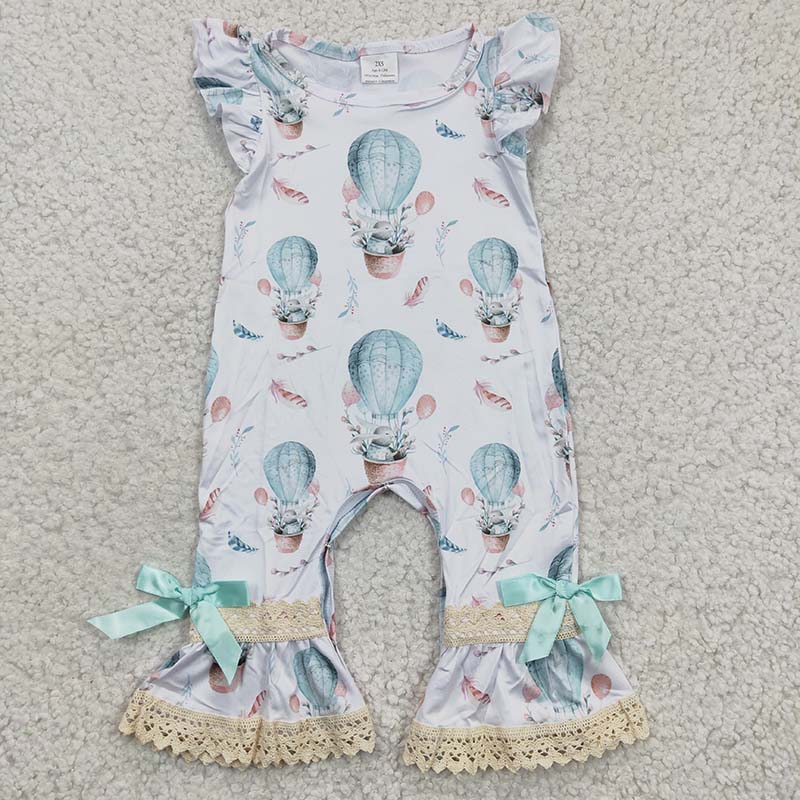 A5-10 Baby Girl Easter Rabbit Bunny Balloon Romper