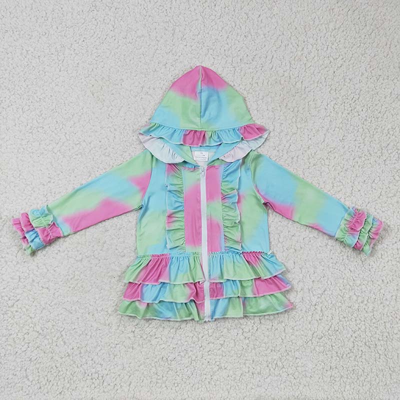 A23-16 Baby Girl Tie Dye Hoodie Cardigan Coat