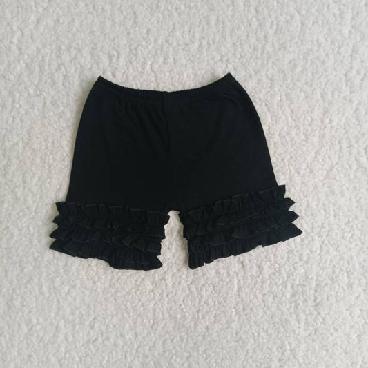 Baby Girl Black ruffle Cotton shorts