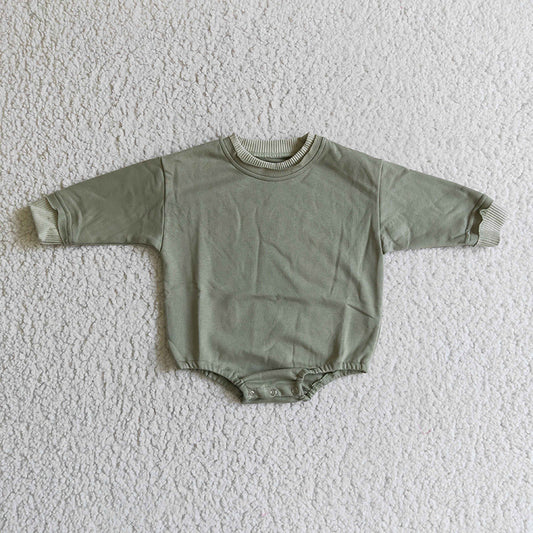 LR0218 Baby Kids Green Cotton Romper