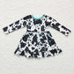 GLD0128 Baby Girl Western Cow Print Long Sleeves Dress