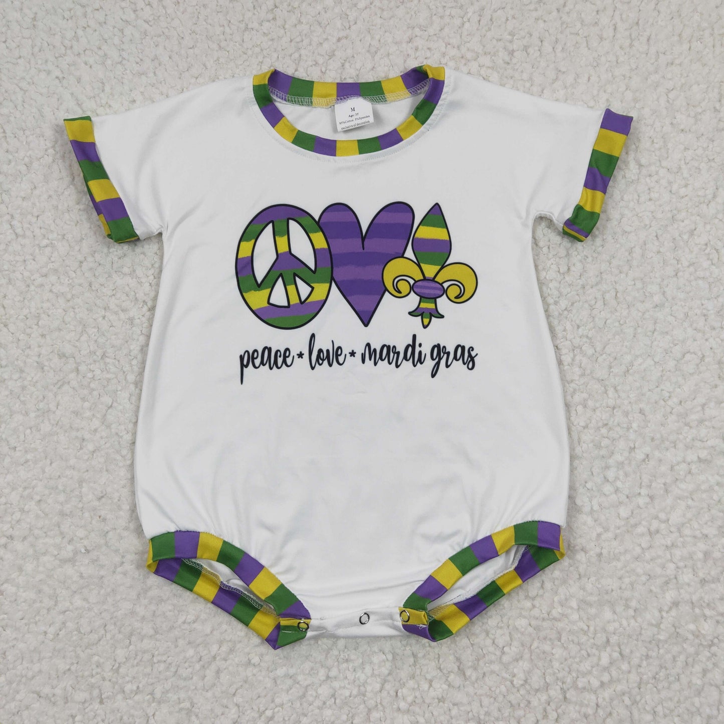 SR0123 Baby Kids Mardi Gras Short Sleeves Romper