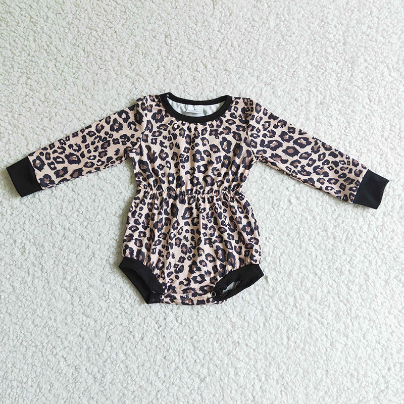 LR0108 Kids Baby Girl Leopard Romper