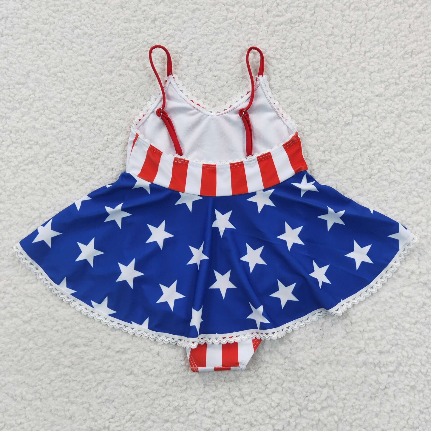 S0091 Baby Girl July 4th One Piece Star Striped Swimsuit