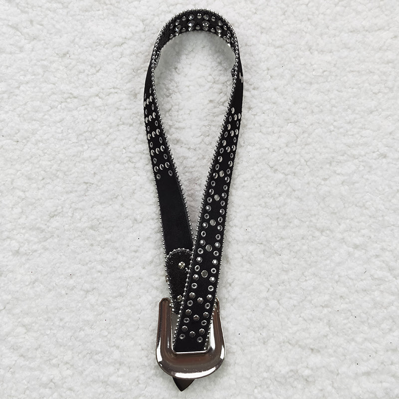GB0005 Baby Girl Kids Black Rhinestones Belt