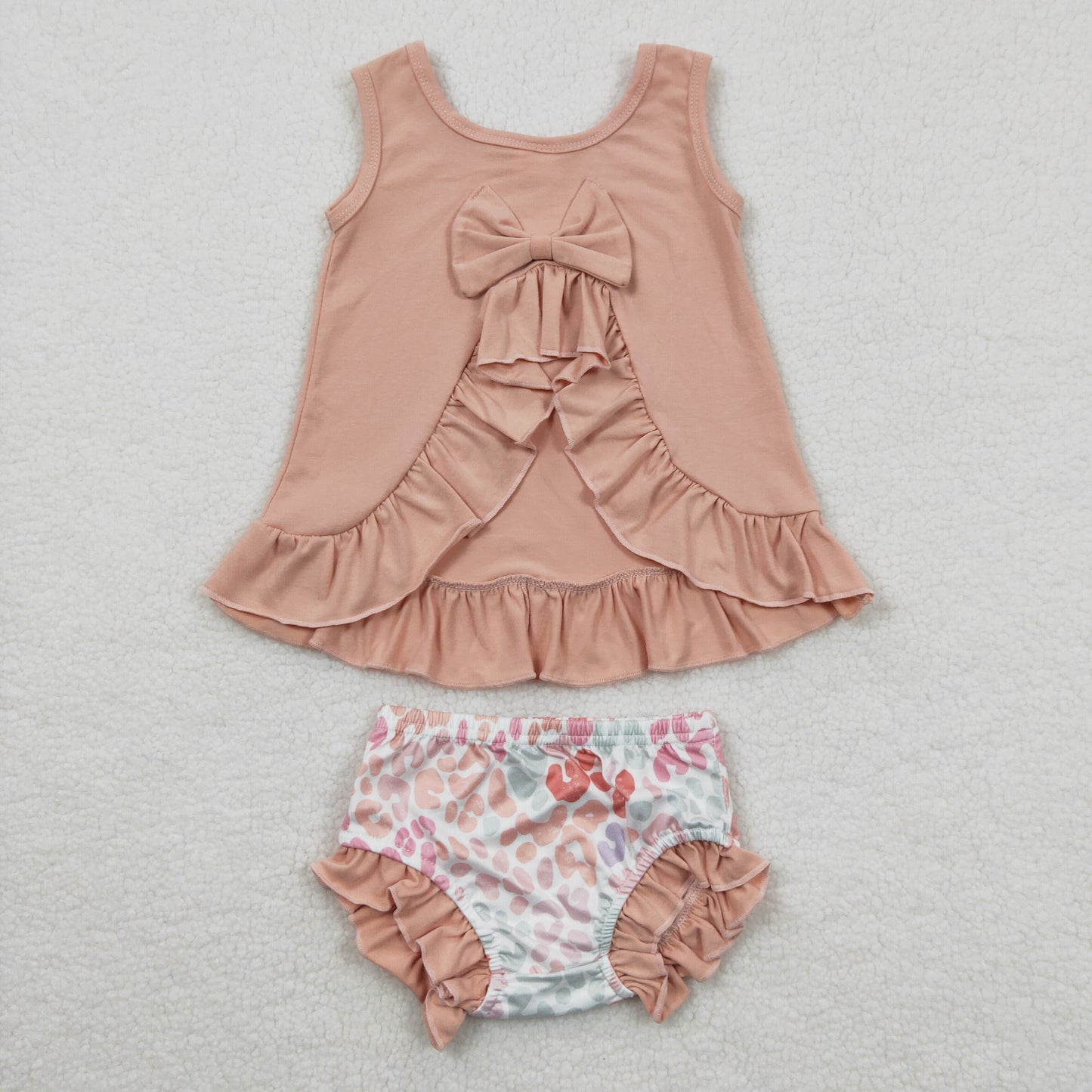 GBO0122 Baby Girl Pink Cotton Tunic Leopard Bummie Summer Outfit