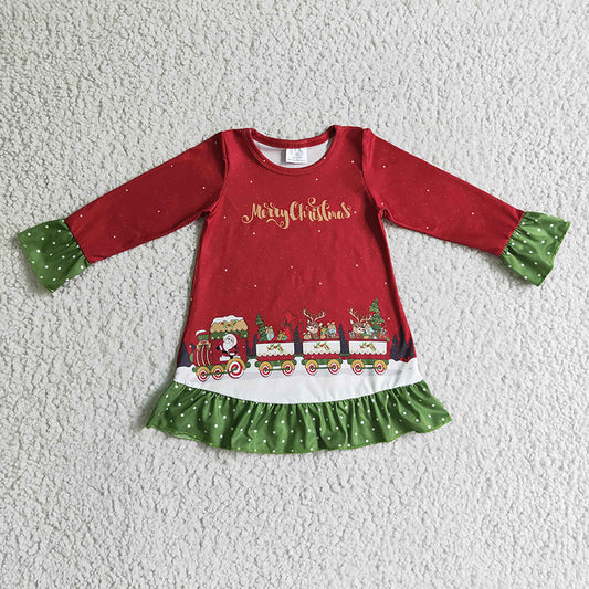 GLD0147 Long Sleeves Baby Girl Merry Christmas Dress