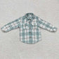 BT0169 Baby Girl Kids Green Plaid Cotton Pocket Flannel Button Up Shirt