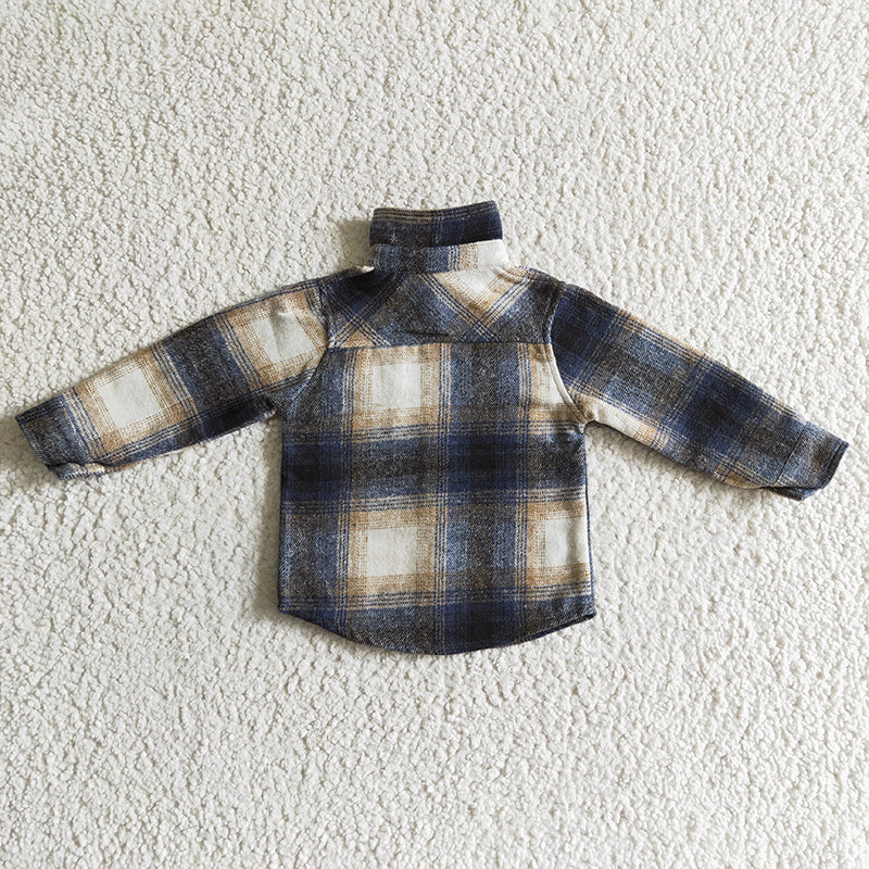 BT0117 Baby Kids Long Sleeve Plaid Flannel Shirt