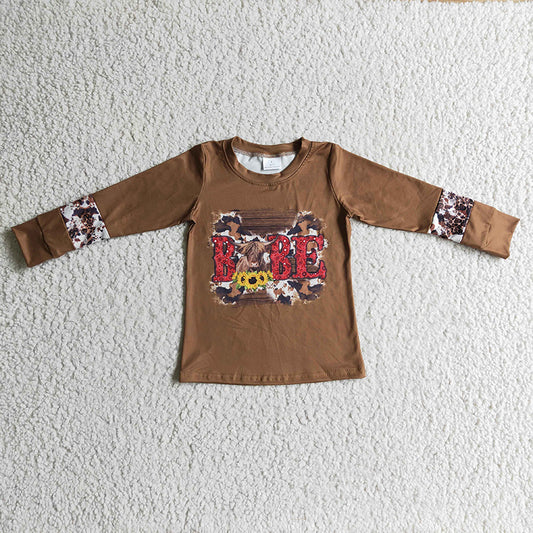 GT0066 Baby Girl Cow Western Sunflower Kids Shirt