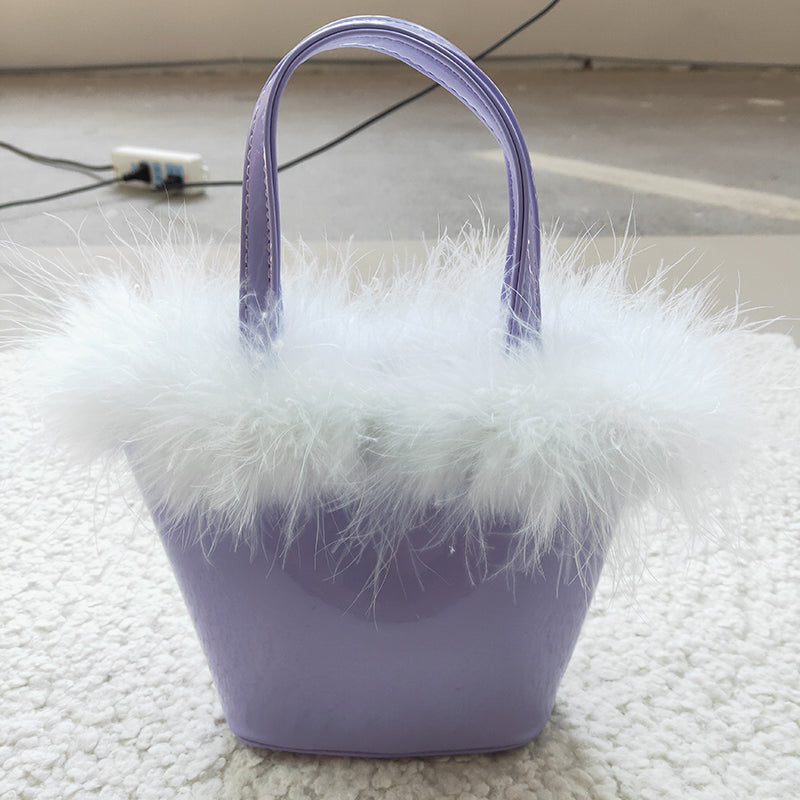 BA0032 Baby Girl Purple Fur Princess Bag