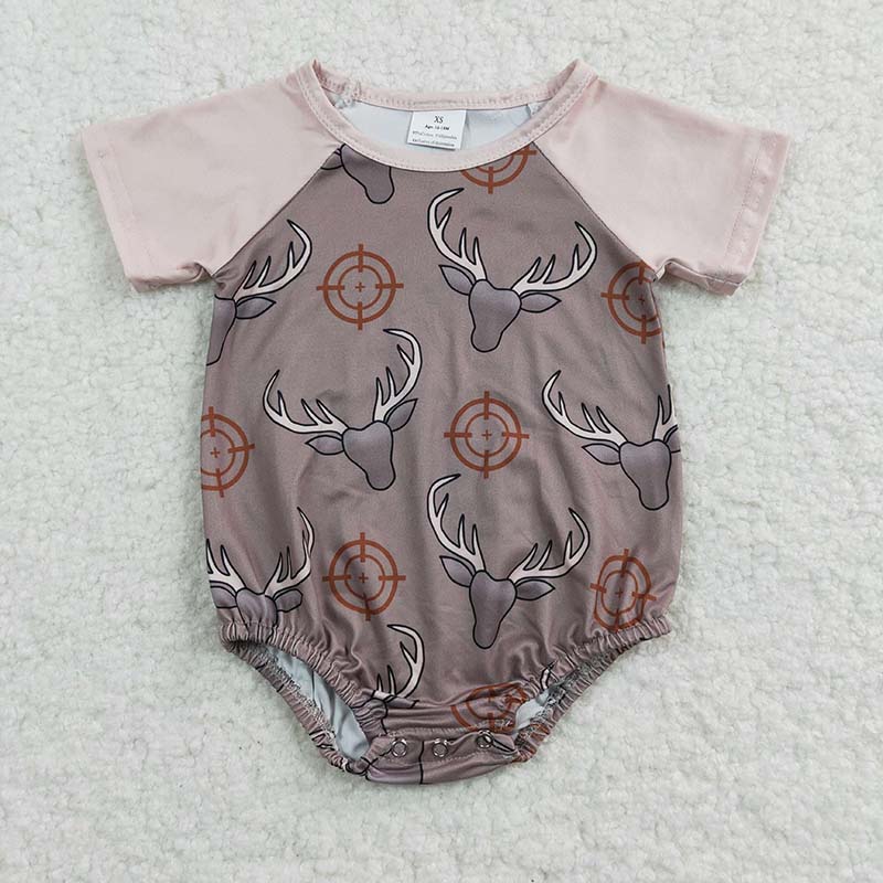 SR0131 Baby Girl Deer Summer Short Sleeves Romper