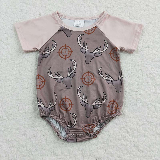 SR0131 Baby Girl Deer Summer Short Sleeves Romper