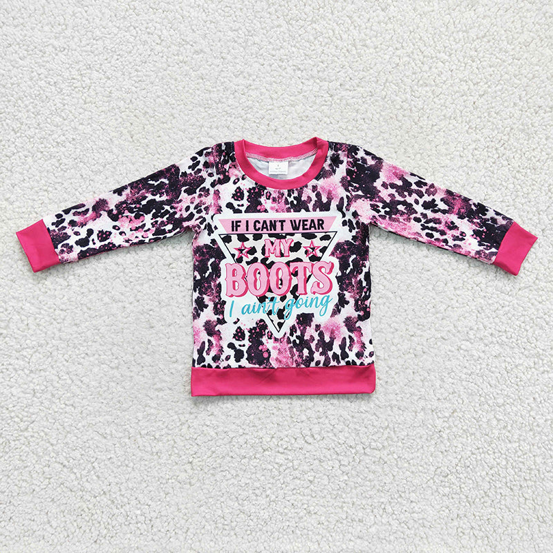 GT0078 Baby Girl Western Boots Leopard Kids Shirt