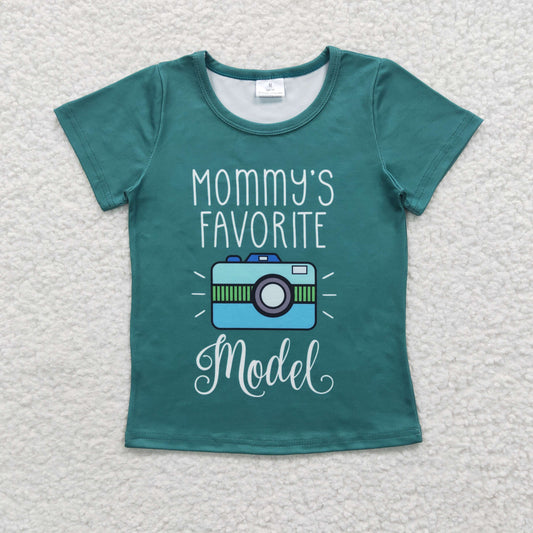 GT0162 Baby Girl Mommy's Favorite Model Green Short Sleeves Summer Shirt