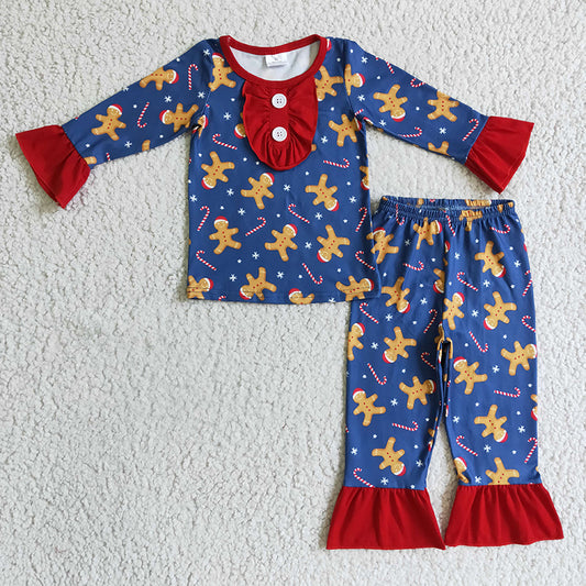 GLP0331 Baby Girl Gingerbread candy cane kids Christmas pajamas Outfit