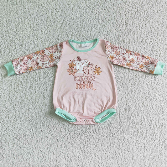 LR0092 Baby Girl Pumpkin Flower Romper