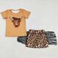 GSD0301 Baby Girl Western Cow Tassel Leopard Skirt Summer Outfit