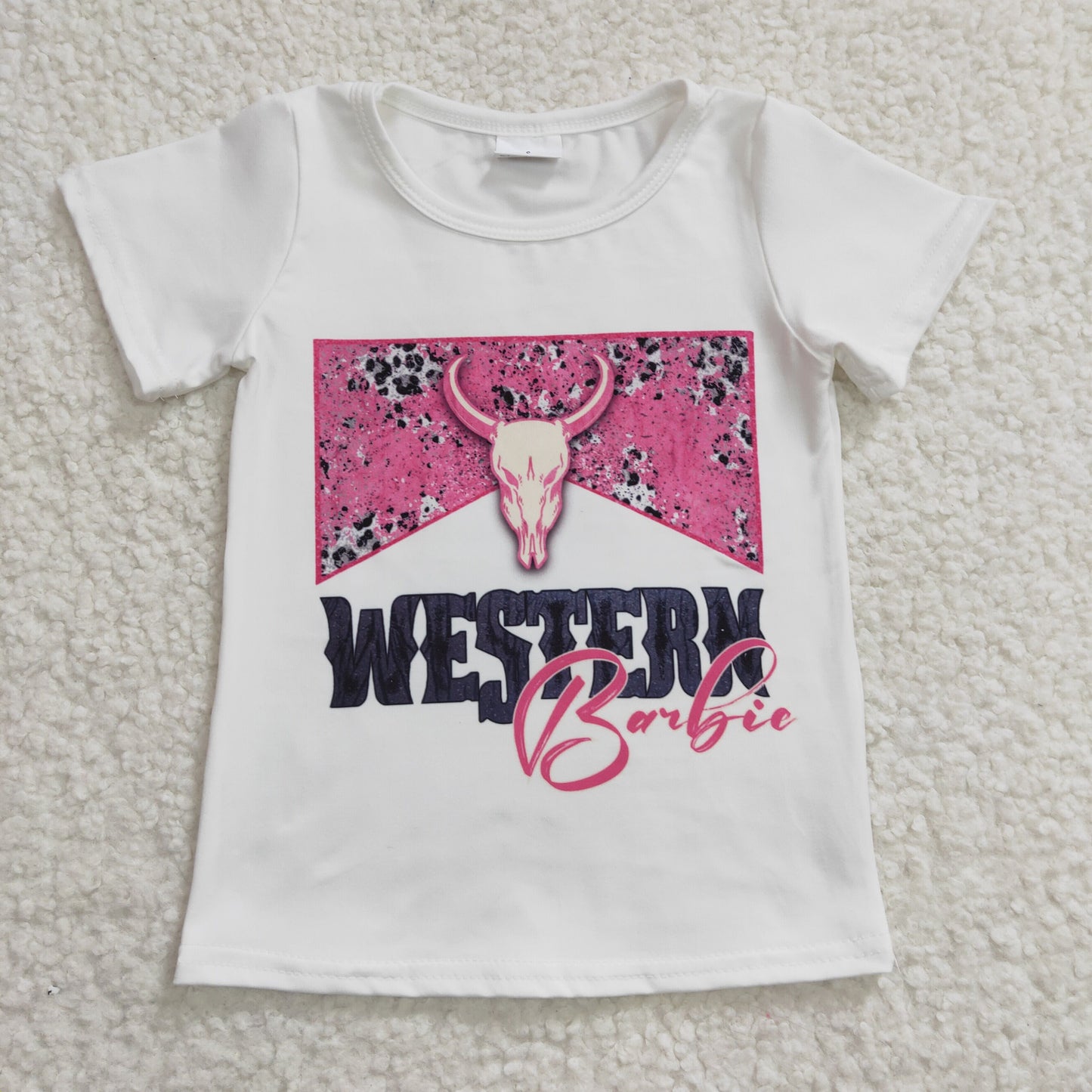 GT0134 Western Cow Baby Girl Short Sleeves Shirt