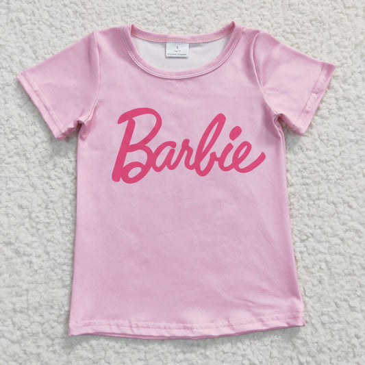 GT0151 Baby Girl Summer Pink Short Sleeves Letter Top Shirt