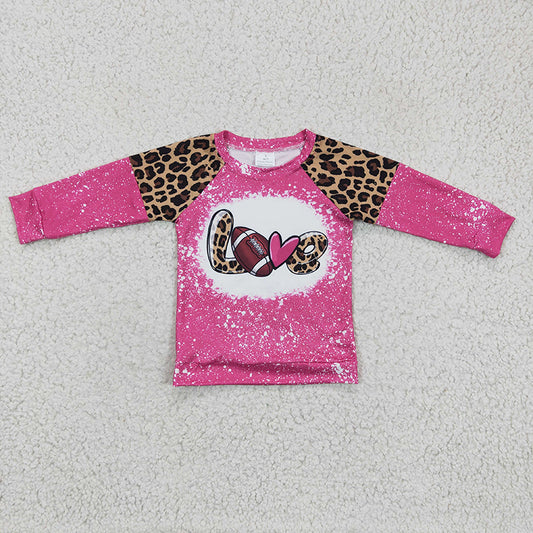 GT0082 Baby Girl Love Football Leopard Kids Shirt
