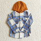 BT0074 Baby Boy plaid cotton shirt pocket flannel button up hoodie