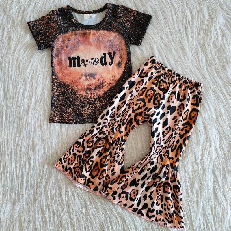 C1-15 Moody Baby Girl Leopard Bell Outfit