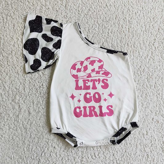 SR0102 Baby Kids Let's Go Girls One Shoulder Romper