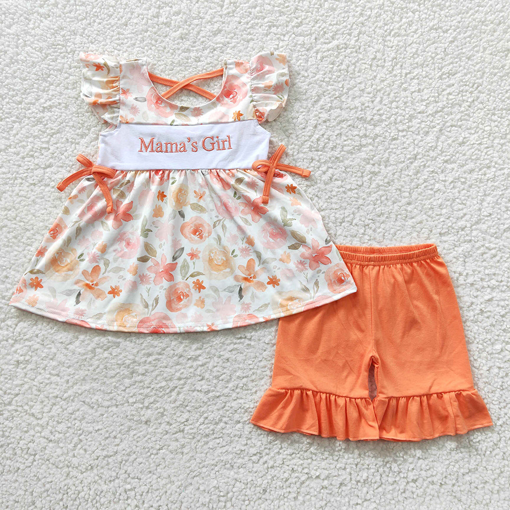 GSSO0235 Mommy's Girl Floral Short Sleeves Shorts Summer Outfit