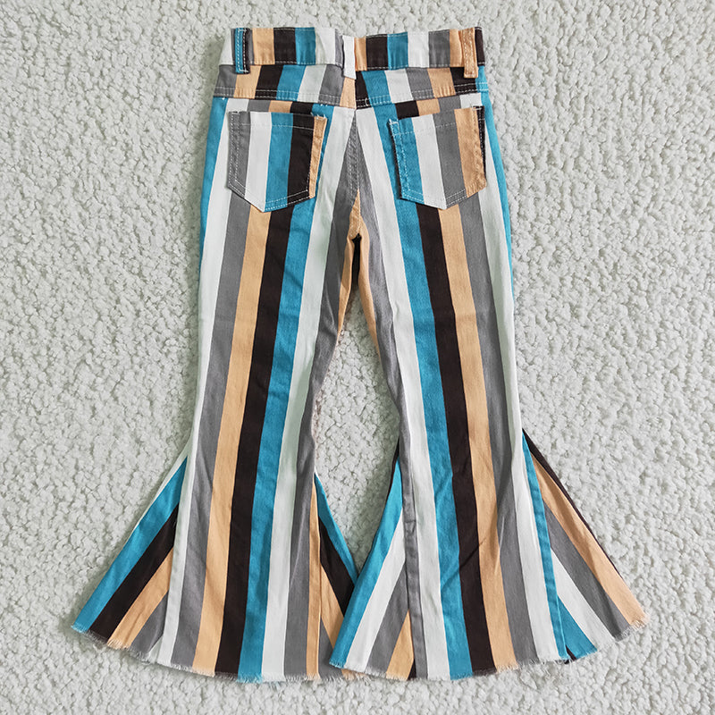 P0002 Baby Girls Denim Striped Jeans Bell Pants