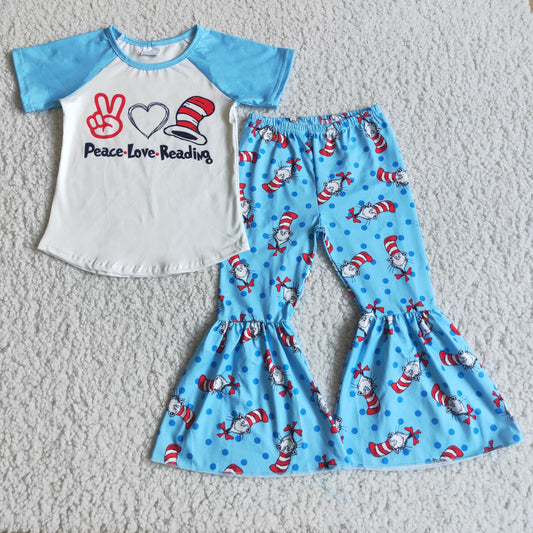 Peace Love Reading Bell Pants Set