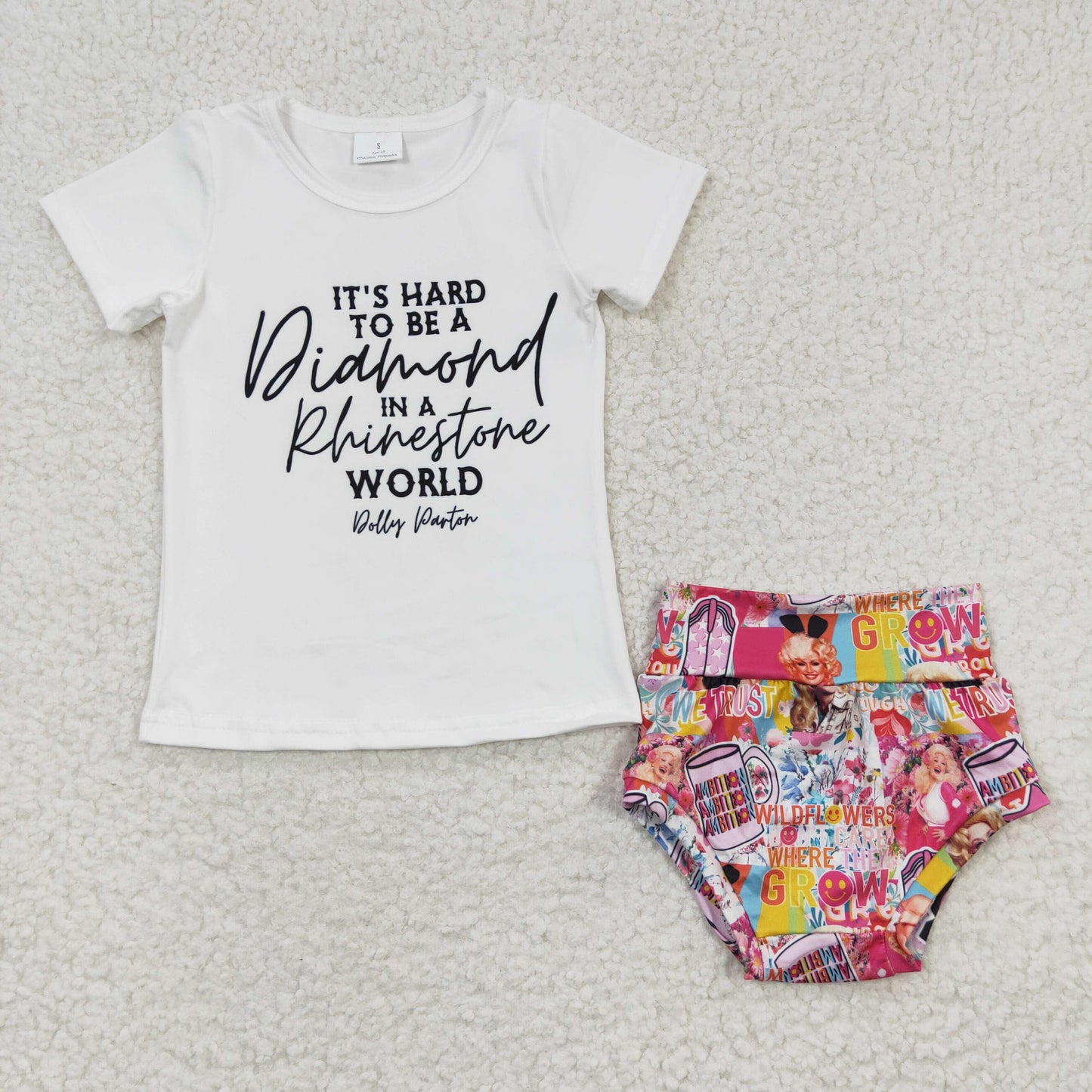 GBO0081 Baby Kids Western Music Short Sleeves Shirt Bummie Summer Outfit