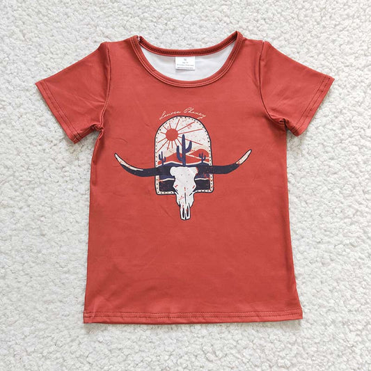 GT0106 Baby Girl Bull Skull Cactus Western Shirt