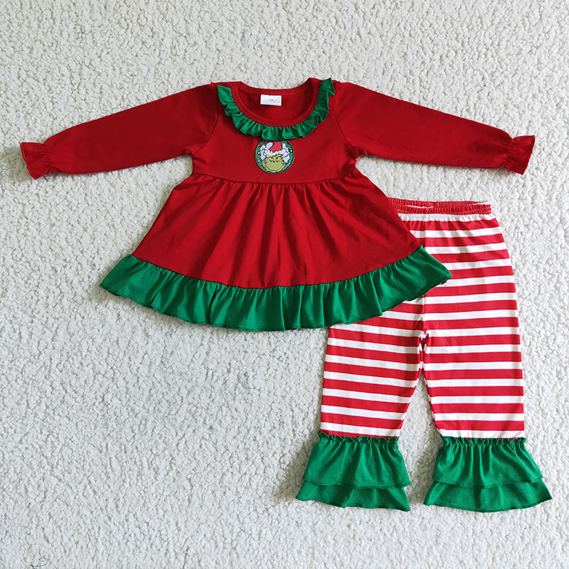 GLP0032 Baby Girl embroidery Christmas Pants Outfit