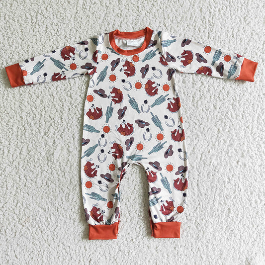 LR0056 Baby Boy Horse Romper