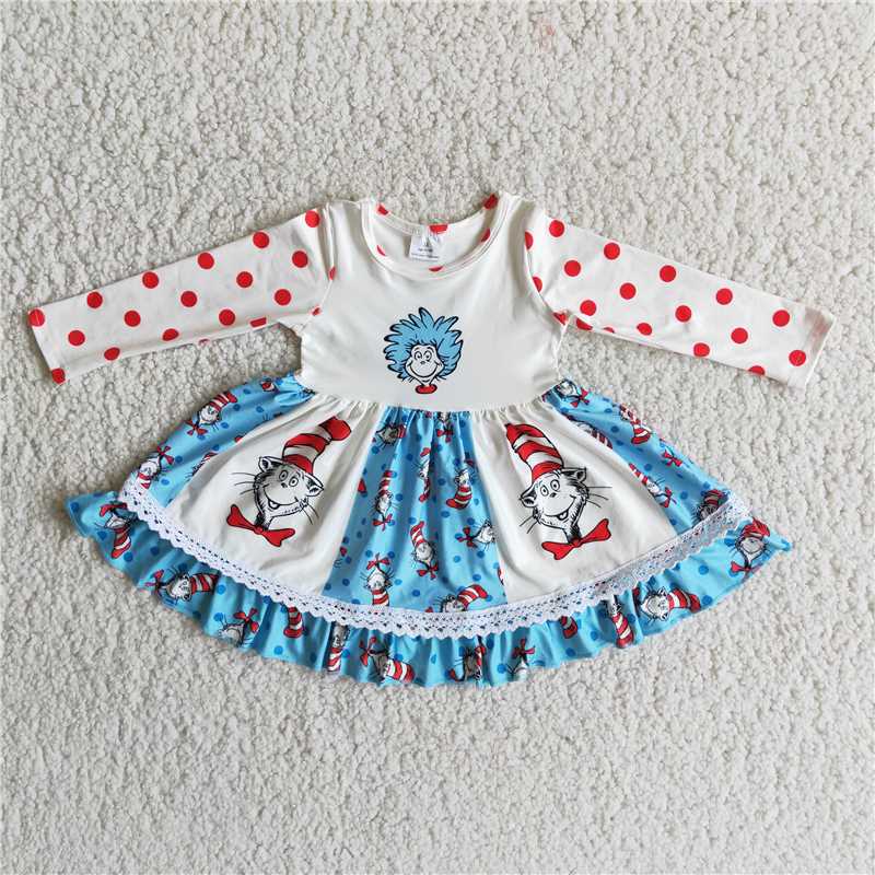 6 A9-18 Baby Girl Cat Twirl Dress