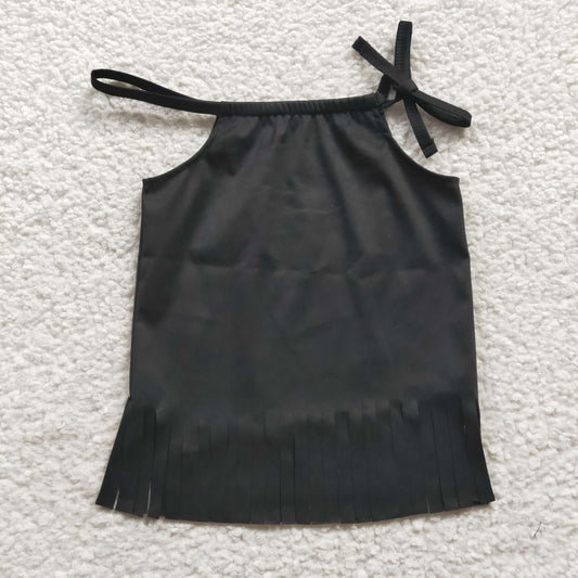 GT0088 Baby Girl Summer Tassel Black Top