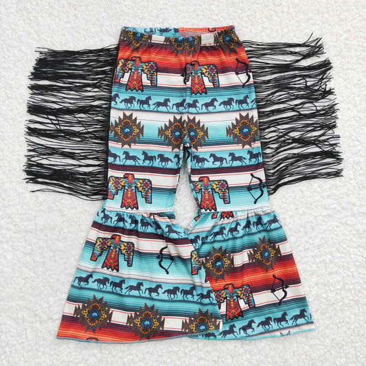 P0081 Baby Girl Western Horse Tassel Bell Pants