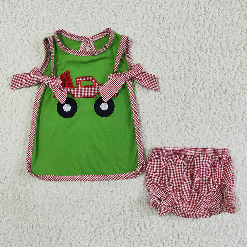 GBO0048 Embroidery Watermelon Bummies Shorts Outfit